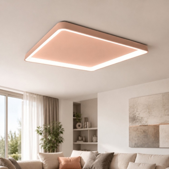 Plafoniera 65cm moderna quadrata pesca led 70w cct 3000k 4000k per soggiorno