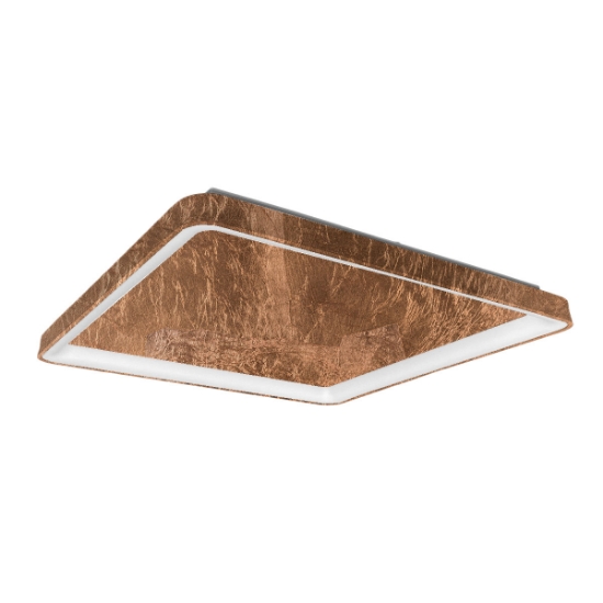 Plafoniera moderna quadrata per soggiorno foglia rame led 70w cct 3000k 4000k