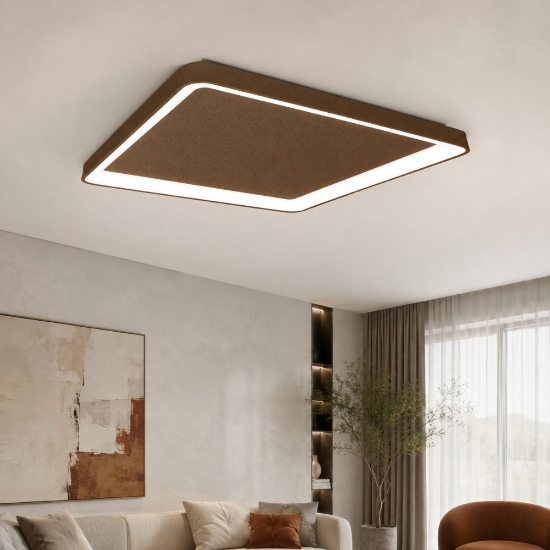 Plafoniera 65cm moderna quadrata per soggiorno ruggine led 70w cct 3000k 4000k