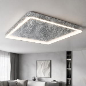 Plafoniera 65cm moderna quadrata foglia argento led 70w cct 3000k 4000k