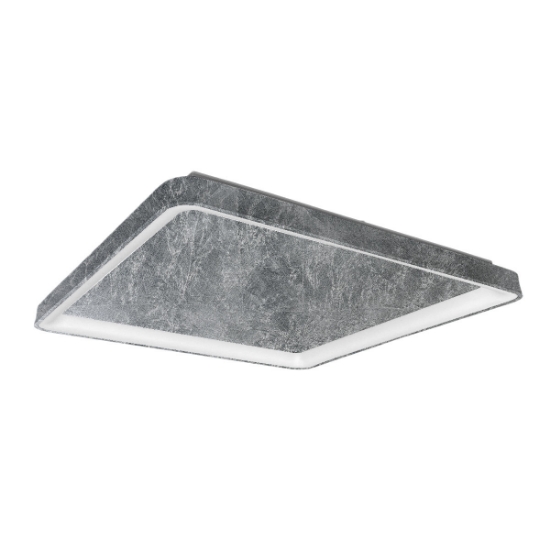 Plafoniera 65cm moderna quadrata foglia argento led 70w cct 3000k 4000k