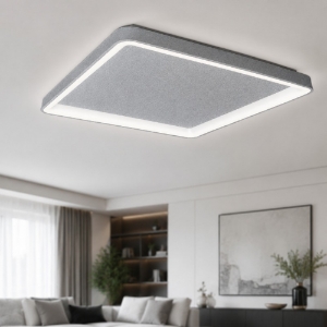 Plafoniera 65cm moderna per soggiorno quadrata grigio perla led 70w cct 3000k 4000k