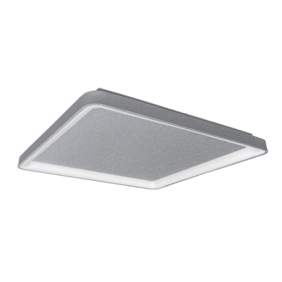 Plafoniera 65cm moderna per soggiorno quadrata grigio perla led 70w cct 3000k 4000k