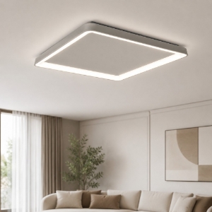 Plafoniera 65cm moderna quadrata tortora per soggiorno led 70w cct 3000k 4000k