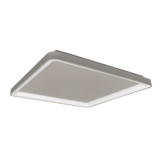 Plafoniera 65cm moderna quadrata tortora per soggiorno led 70w cct 3000k 4000k