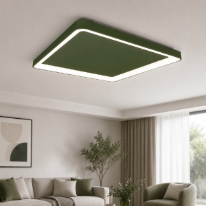 Plafoniera 65cm moderna quadrata verde oliva led 70w cct 3000k 4000k per soggiorno
