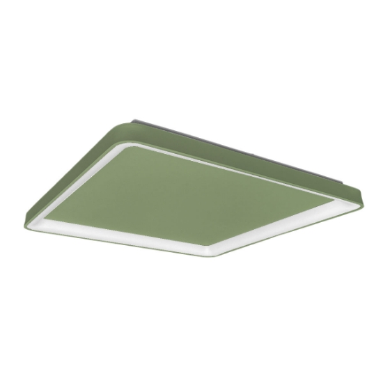 Plafoniera 65cm moderna quadrata verde salvia led 70w cct 3000k 4000k per soggiorno