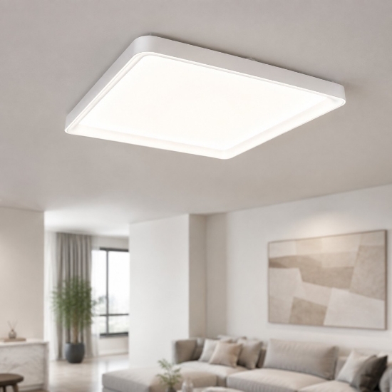 Plafoniera 65cm moderna quadrata bianca led 70w cct 3000k 4000k per soggiorno
