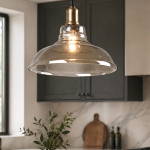 Lampada a sospensione campana ottone antico led e27 2700k per cucina