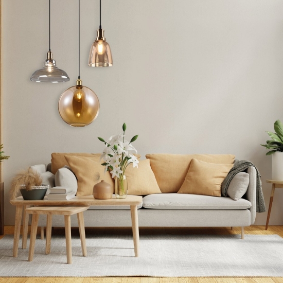 Lampada a sospensione campana ottone antico led e27 2700k per cucina