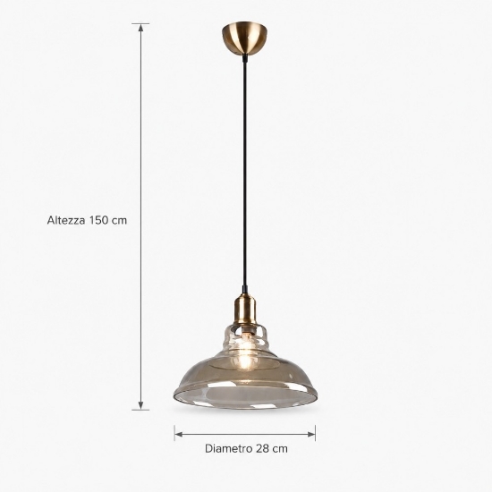 Lampada a sospensione campana ottone antico led e27 2700k per cucina