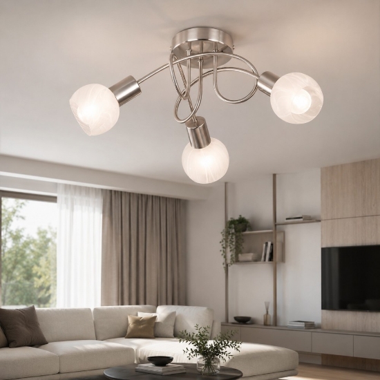 Plafoniera nichel opaco 47cm 3 luci orientabili per soggiorno
