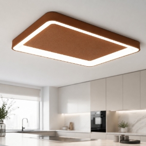 Plafoniera moderna rettangolare 50cm oro rosato per cucina led 48w cct 3000k 4000k