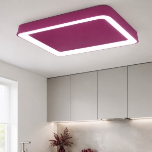 Plafoniera moderna 50cm per cucina rettangolare magenta led 48w cct 3000k 4000k