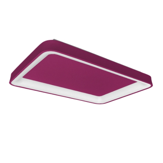 Plafoniera moderna 50cm per cucina rettangolare magenta led 48w cct 3000k 4000k