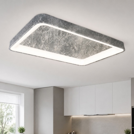 Plafoniera 50cm moderna rettangolare per cucina led 48w cct 3000k 4000k argento