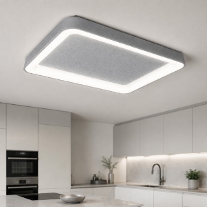 Plafoniera 50cm moderna rettangolare grigio perla per cucina led 48w cct 3000k 4000k