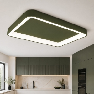 Plafoniera 50cm moderna rettangolare per cucina verde oliva led 48w cct 3000k 4000k