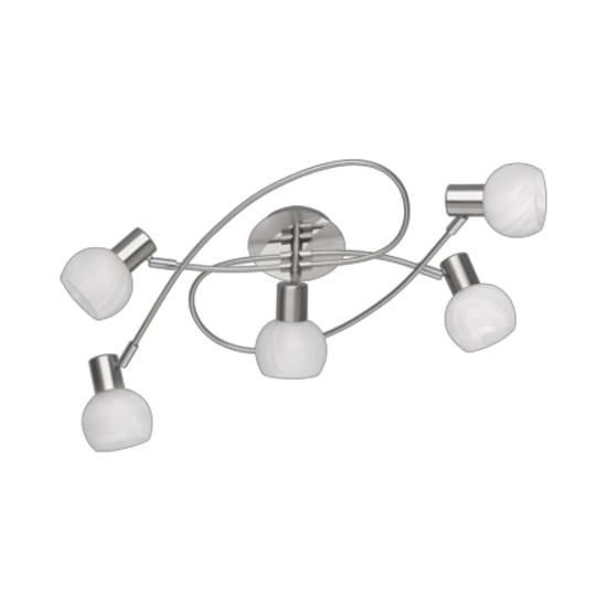 Plafoniera 5 luci orientabili nichel opaco 52cm per soggiorno