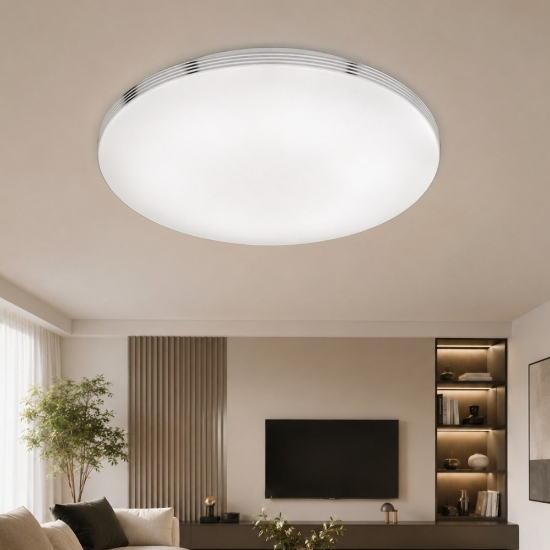 Plafoniera per bagno rotonda cromo led 24w 3000k 41cm