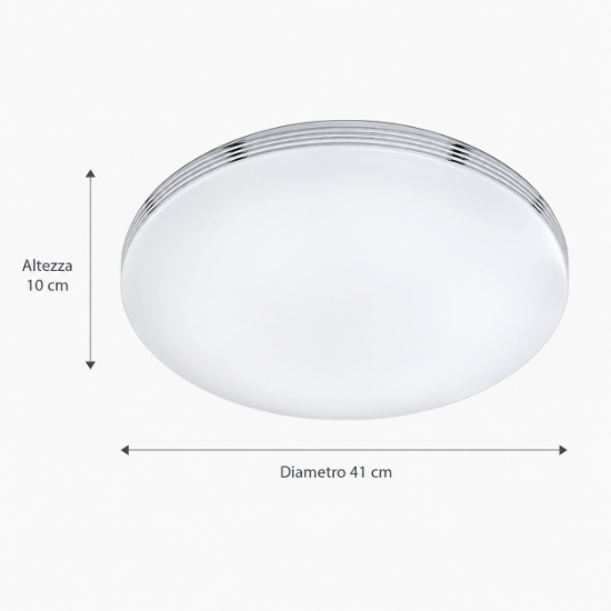 Plafoniera per bagno rotonda cromo led 24w 3000k 41cm
