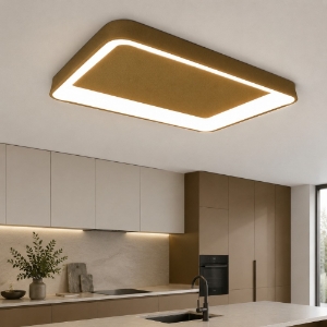 Plafoniera 50cm moderna rettangolare oro opaco per cucina led 48w cct 3000k 4000k