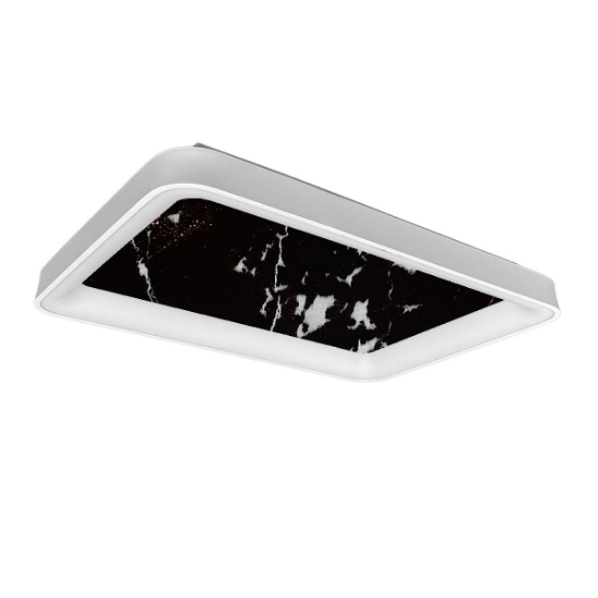 Plafoniera 50cm marmo nero moderna rettangolare per cucina led 48w cct 3000k 4000k