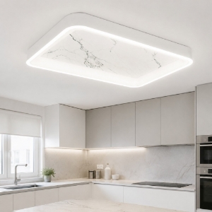 Plafoniera 50cm moderna per cucina effetto marmo bianco led 48w cct 3000k 4000k