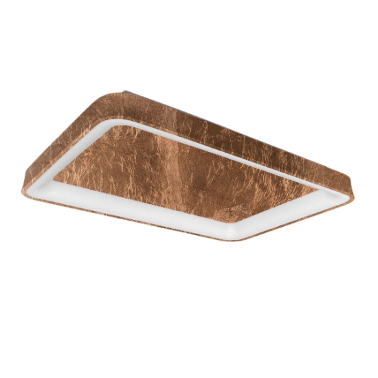 Plafoniera 50cm rettangolare moderna foglia rame led 48w cct 3000k 4000k per cucina