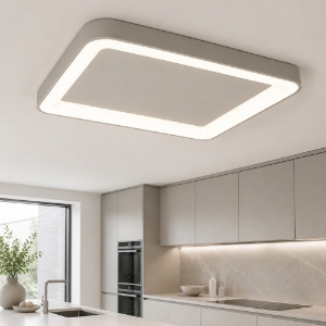 Plafoniera 50cm moderna rettangolare per cucina tortora led 48w cct 3000k 4000k