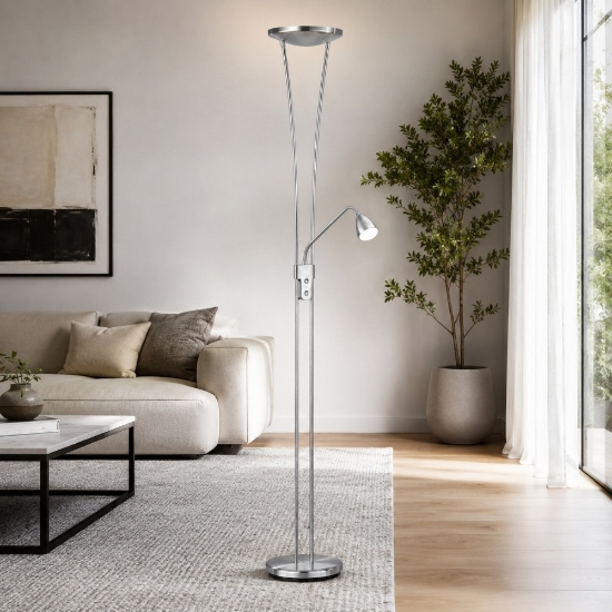 Piantana lampada da terra nichel opaco led 20w 3000k