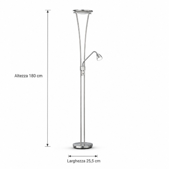 Piantana lampada da terra nichel opaco led 20w 3000k