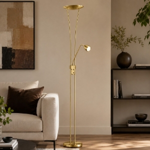 Piantana da terra led 24w 3000k ottone satinato luce da lettura
