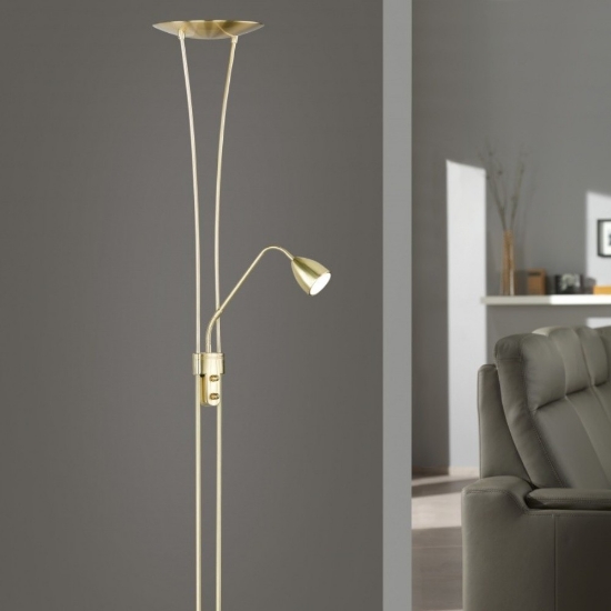 Piantana da terra led 20w 3000k ottone satinato luce da lettura