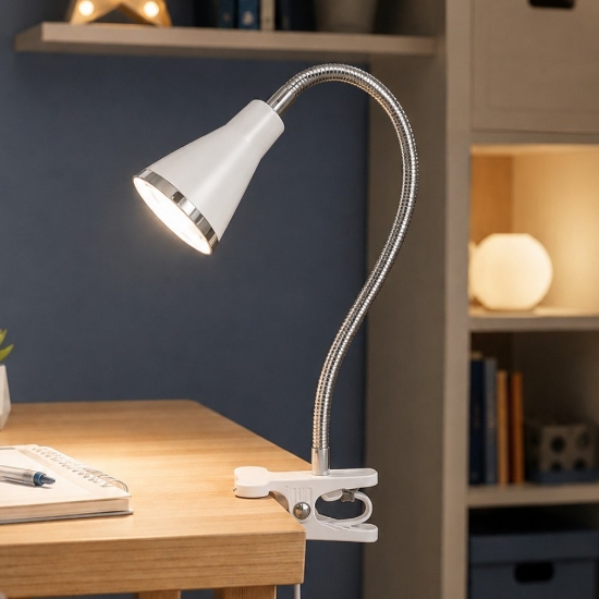 Lampada  da scrivania con morsetto bianca led 3,8w 3000k