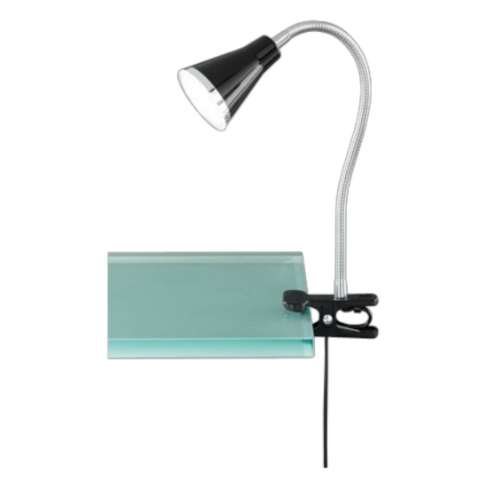 Lampada a morsetto da scrivania nera led 3,8w 3000k orientabile
