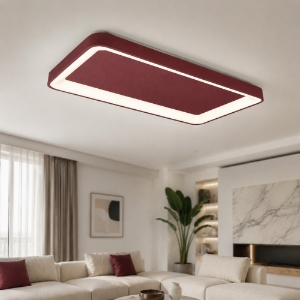 Plafoniera 70cm moderna per soggiorno rettangolare bordeaux led 60w cct 3000k 4000k