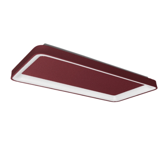 Plafoniera 70cm moderna per soggiorno rettangolare bordeaux led 60w cct 3000k 4000k