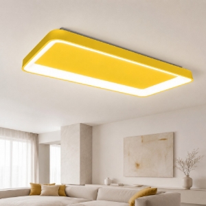 Plafoniera 70cm moderna rettangolare giallo girasole led 60w cct 3000k 4000k per soggiorno
