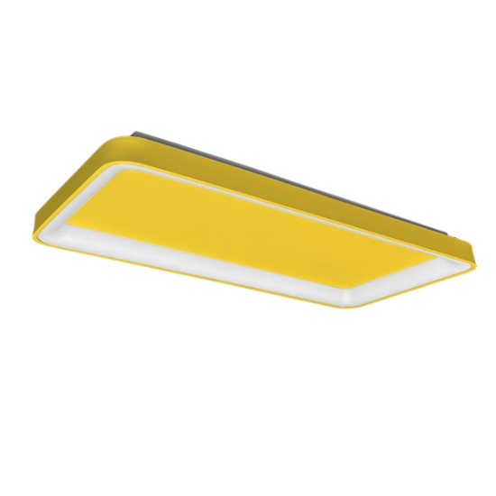 Plafoniera 70cm moderna rettangolare giallo girasole led 60w cct 3000k 4000k per soggiorno
