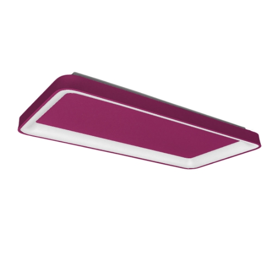 Plafoniera 70cm moderna rettangolare magenta led 60w cct 3000k 4000k