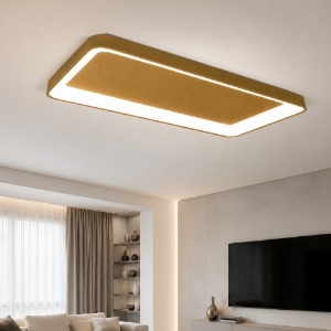 Plafoniera 70cm moderna rettangolare oro opaco per soggiorno led 60w cct 3000k 4000k
