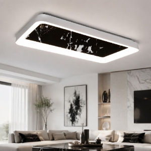 Plafoniera 70cm moderna rettangolare effetto marmo nero led 60w cct 3000k 4000k