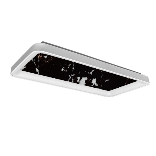 Plafoniera 70cm moderna rettangolare effetto marmo nero led 60w cct 3000k 4000k