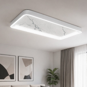 Plafoniera 70cm moderna rettangolare effetto marmo bianco led 60w cct 3000k 4000k