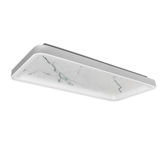 Plafoniera 70cm moderna rettangolare effetto marmo bianco led 60w cct 3000k 4000k