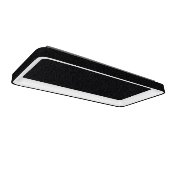 Plafoniera 70cm moderna rettangolare nera per soggiorno led 60w cct 3000k 4000k