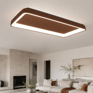 Plafoniera 70cm moderna rettangolare rame opaco per soggiorno led 60w cct 3000k 4000k
