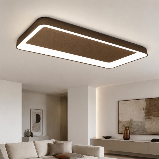 Plafoniera 70cm moderna per soggiorno rettangolare ruggine led 60w cct 3000k 4000k