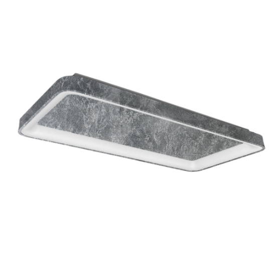 Plafoniera 70cm moderna rettangolare per soggiorno foglia argento led 60w cct 3000k 4000k